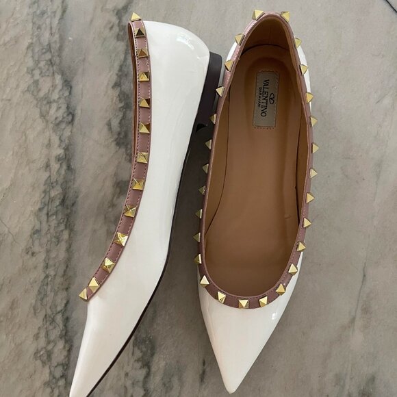 Valentino Rockstud Pointed Toe Ballerina Flat - Picture 5 of 7